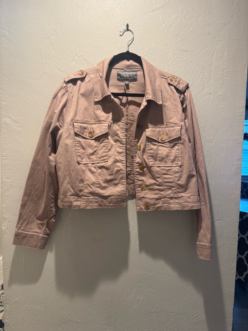 Torrid Khaki Cropped Utility Jean Jacket